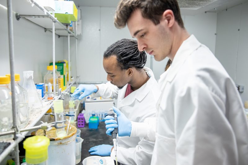 Two students in lab