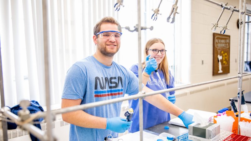 Preston Callaway and Karlie Wysong in lab