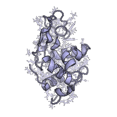 A computer simulation of a light purple protein stick ray.