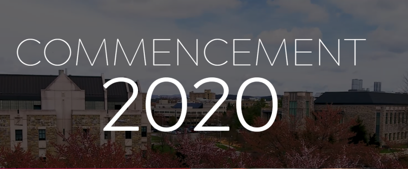 Commencement Banner 2020 sows a picture of campus buildings