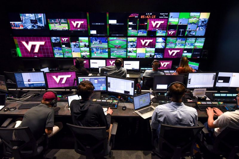 A control room during a television broadcast. 