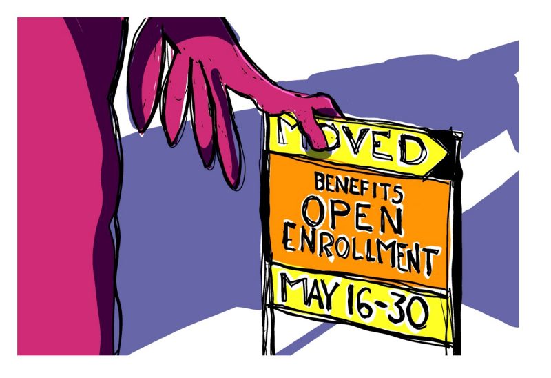 Digital sketch reminder that open enrollment has moved to may 16-30 in 2025