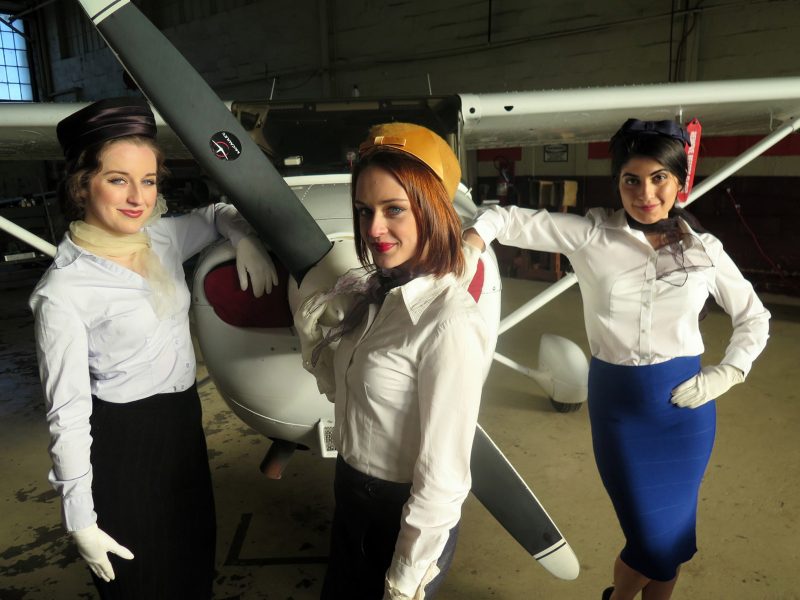 Students appearing in the play "Boeing Boeing"