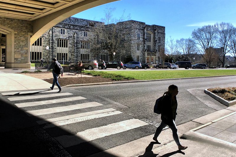 Students walking on campus