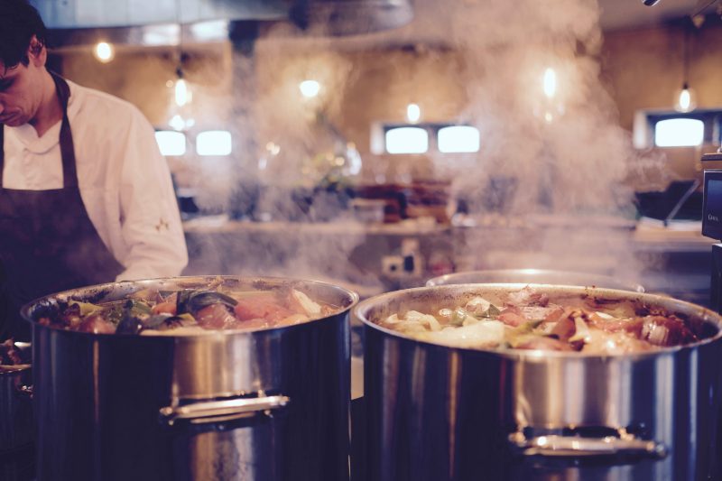 image of food cooking in a restaurant kitchen 