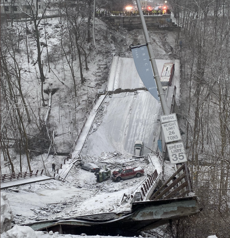 A Pittsburgh bridge collapsed Friday, January 28, 2022.