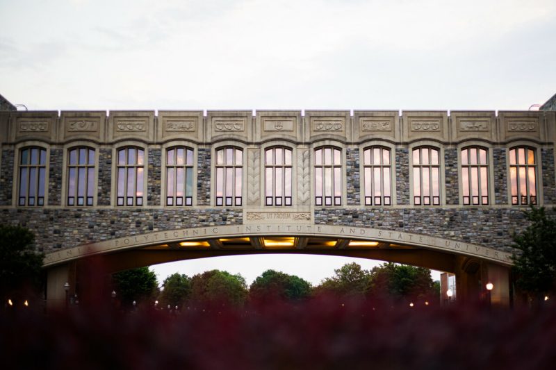 Photo of a sunset on Virginia Tech campus.