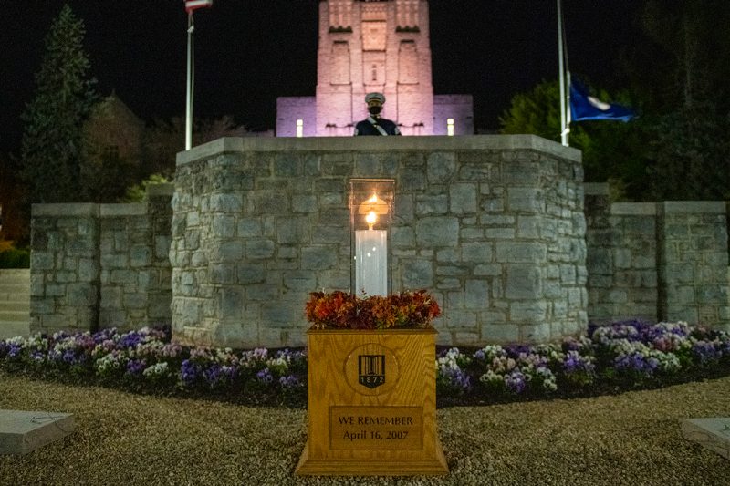 Ceremonial candle at April 16 memorial